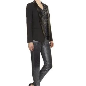 Michael Kors Collection Sequinned Collar Open Front Wool Blend Blazer NWOT